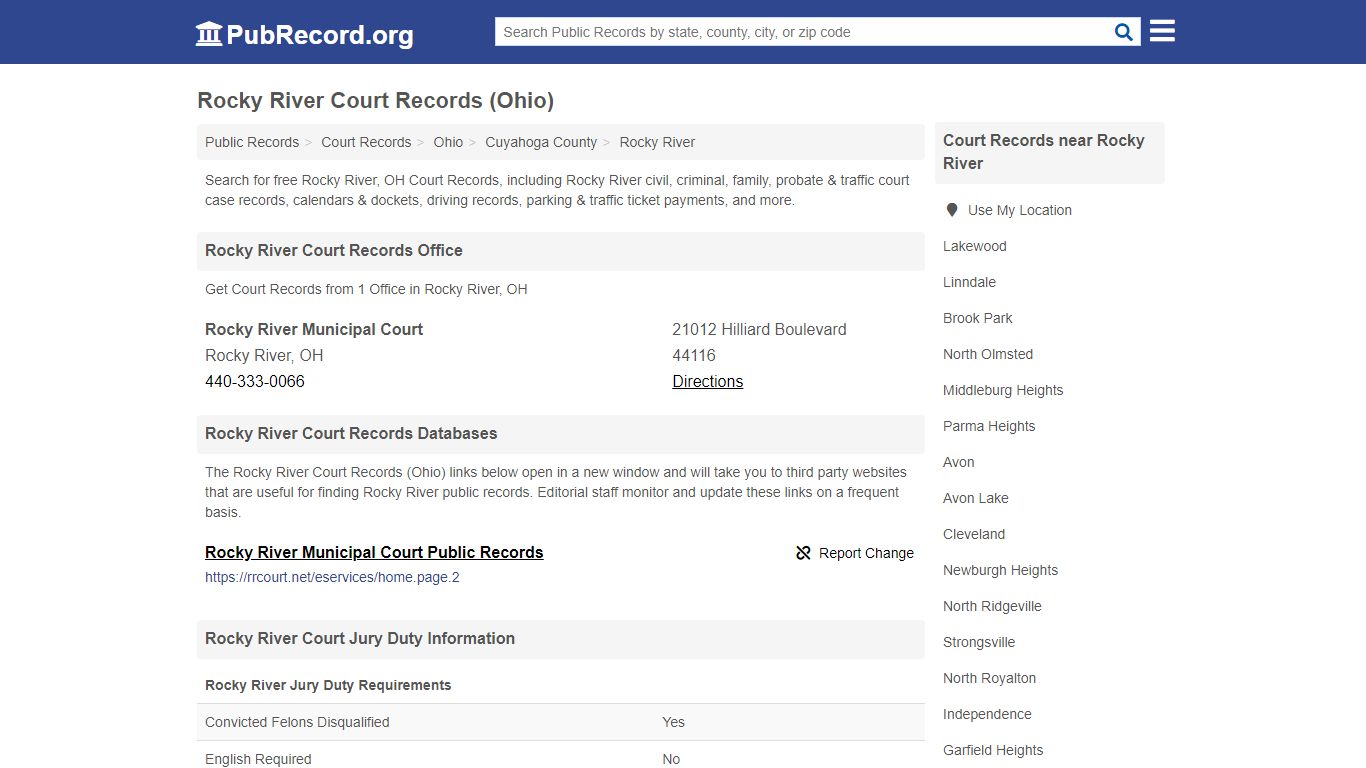 Rocky River Court Records (Ohio) - Free Public Records Search